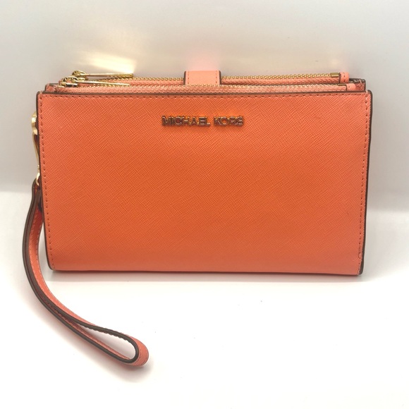 Michael Kors Sherbert Jet Set Double Zip Phone Wristlet - Picture 1 of 16